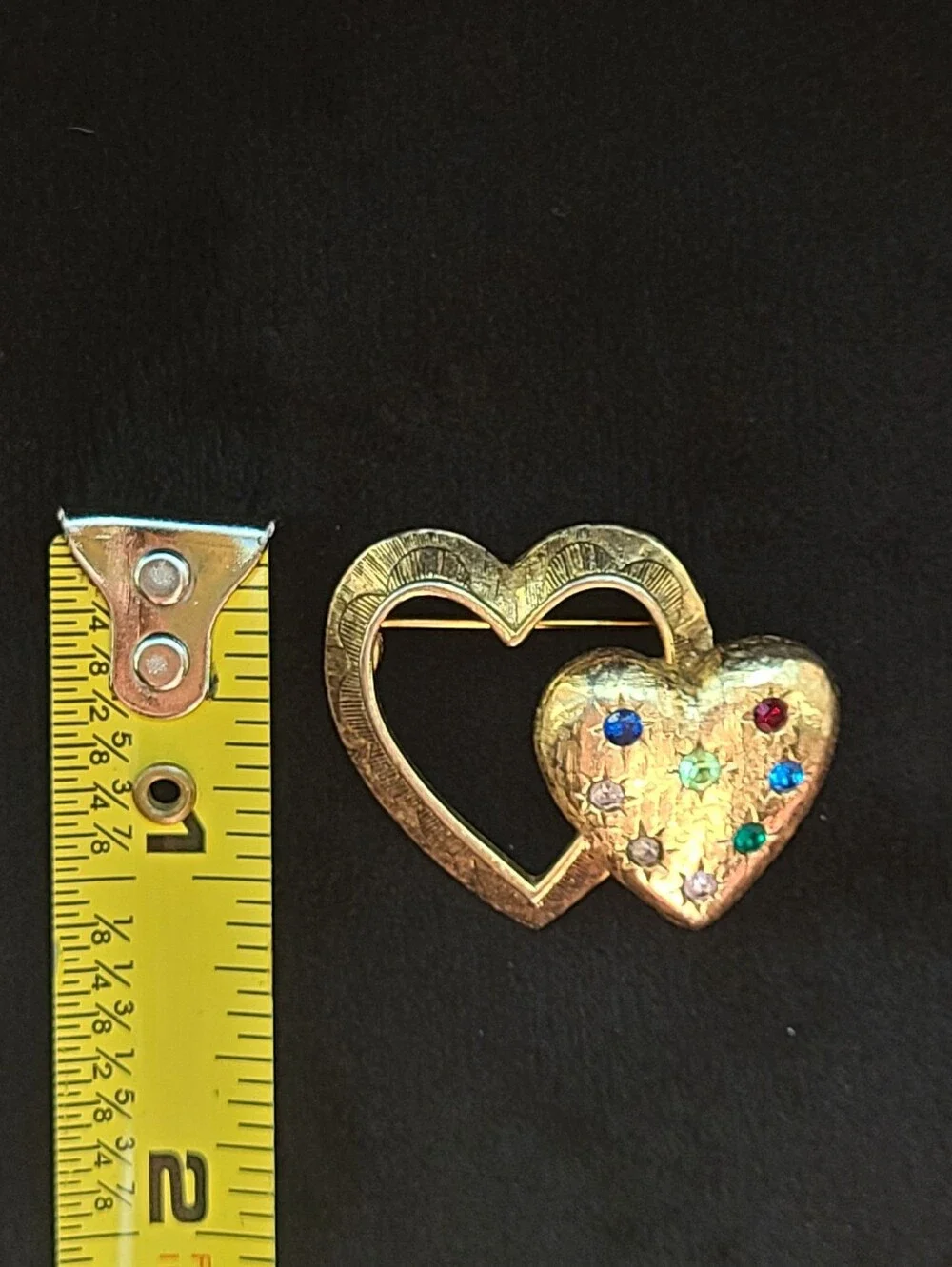 Uranium Glass Heart Vintage Brooch